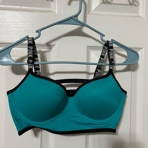 PINK Victoria's Secret Turquoise Bra with Black Accents